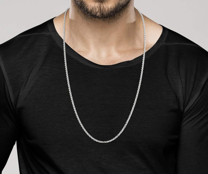 Miabella Solid 925 Sterling Silver Italian 2mm, 3mm Diamond-Cut Braided Rope Chain Necklace for Men Women Made in Italy (3mm, Length 30 Inches) - Image 3